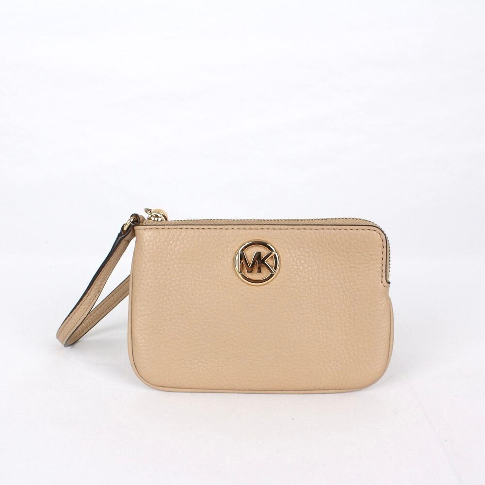 Michael Kors Jet Set Wristlet Wristlet – Truffle Beige Leather, Gold Zip